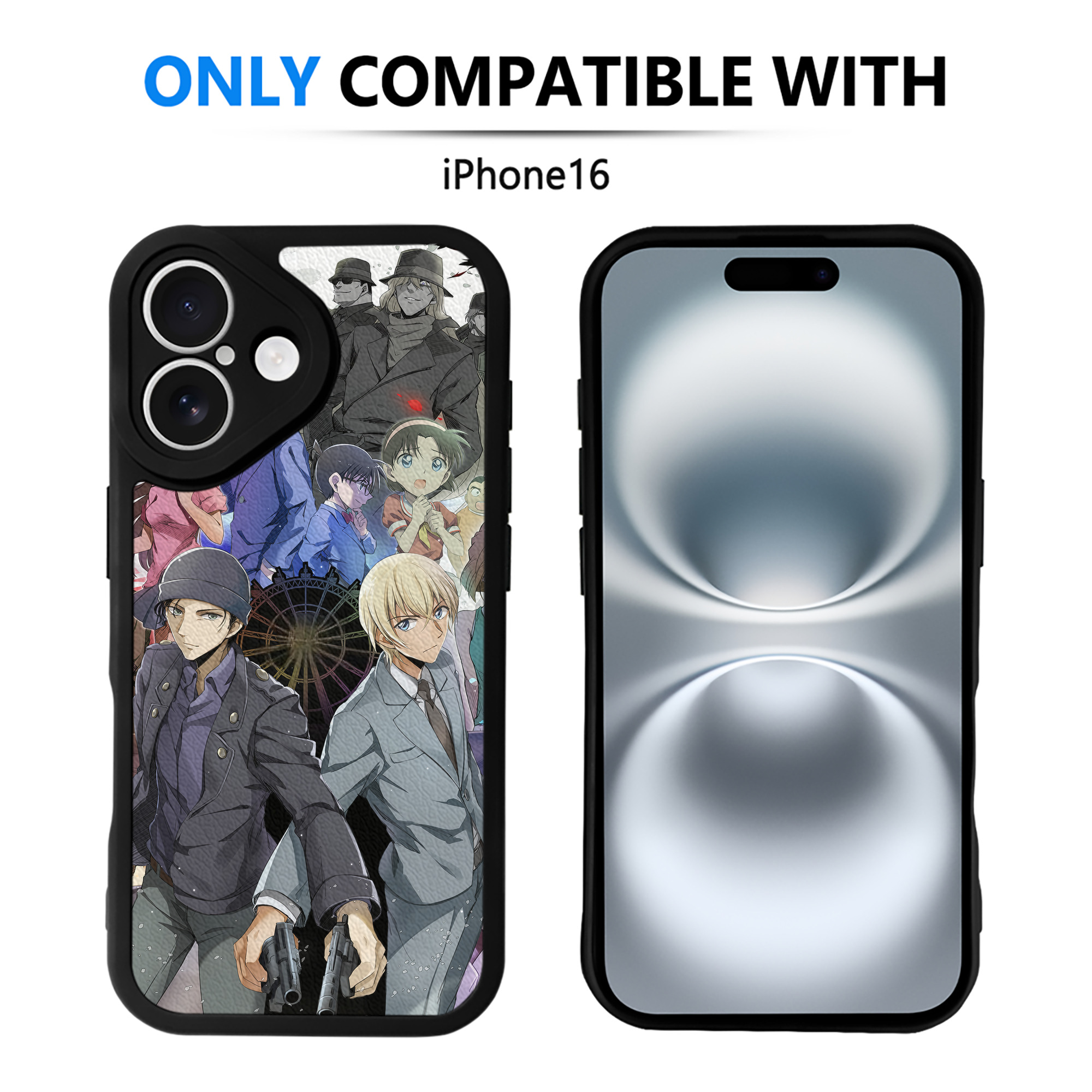 （画像用） 名探偵コナン Detective Conan 【iPhone 16シリーズ対応】シリコンスマホケース（レザー調） 材質：シリコン